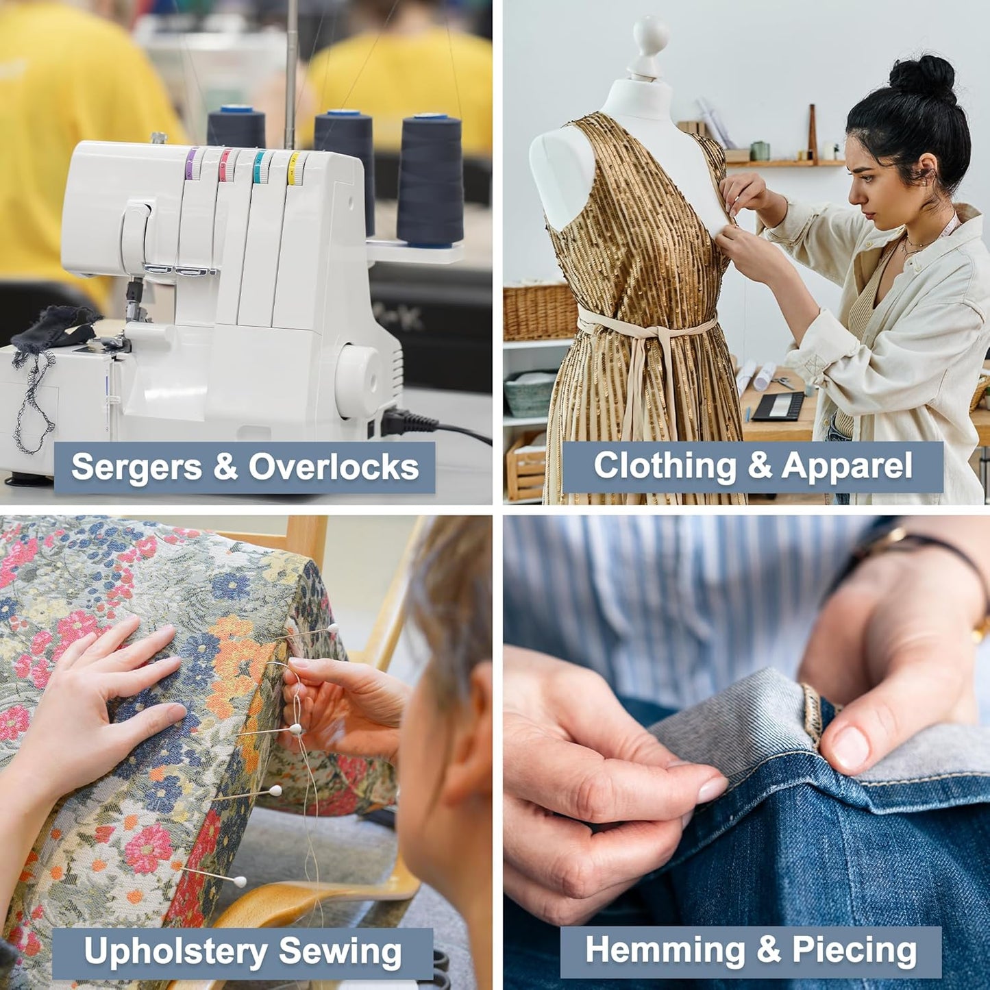 Mandala Crafts 4 Pack of Serger Threads Cones Spools - 20S/2 24000 Yards Polyester Terracotta Threads for Sergers Machine and Overlock Quilting Sewing Machine