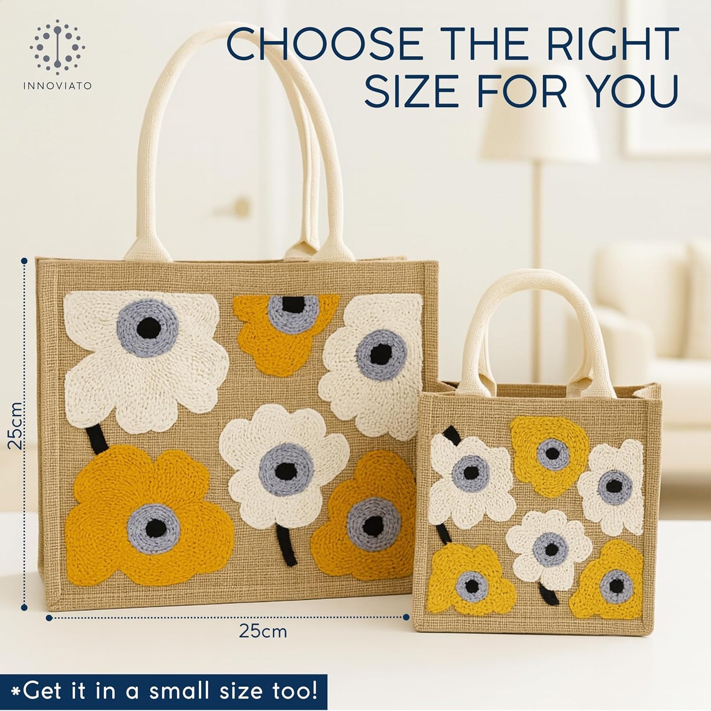 INNOVIATO Punch Needle Kit – Punch Needle Kits Adults Beginner – Big & Funtional Embroidery Set – Craft Kits for Adults – Embroidery Kit Beginner – DIY Tote Bag – Reusable Tote – Handmade Gift Idea