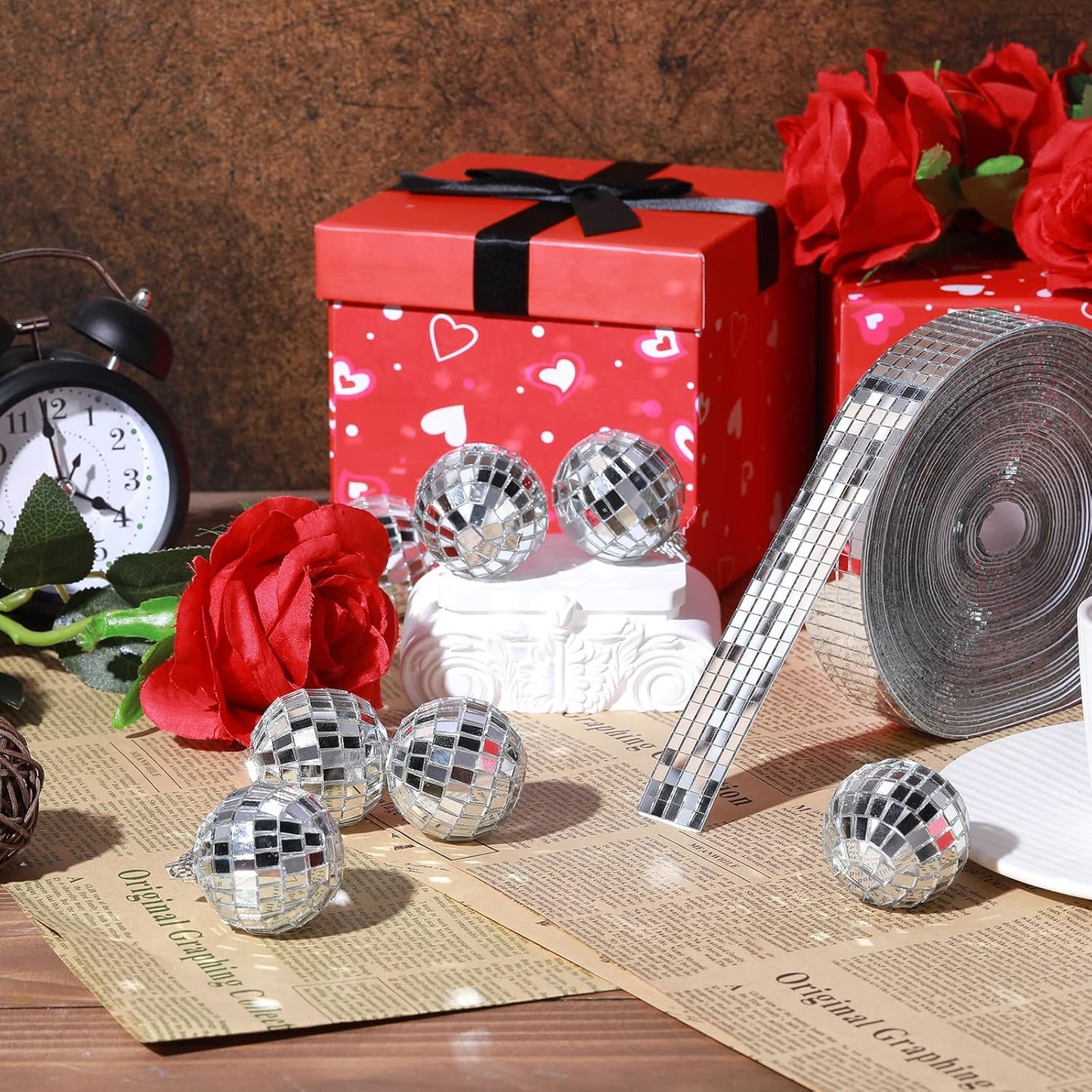 SATINIOR 10000 Pcs Disco Ball Mirror Tiles Self Adhesive for Crafts 5 x 5 mm Small Disco Tape Ball Stickers Square Mosaic Tiles Mirror Pieces for DIY Craft Party Decor