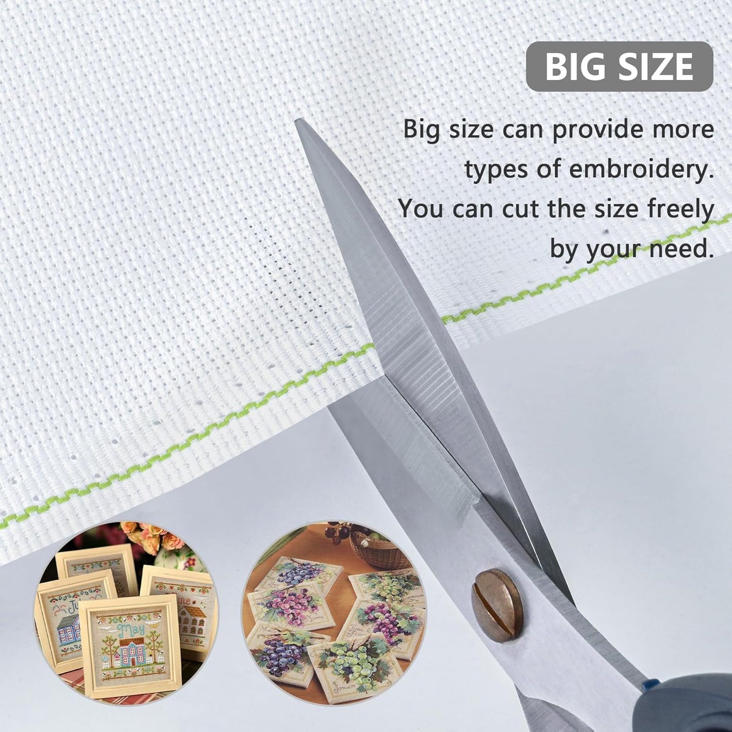 MYFAMIREA Cross Stitch Aida Fabric 11 Count, 59 by 39 Inch Large Size, Classic Reserve Cross Stitch Aida Cloth for Home DIY Embroidery Decoration