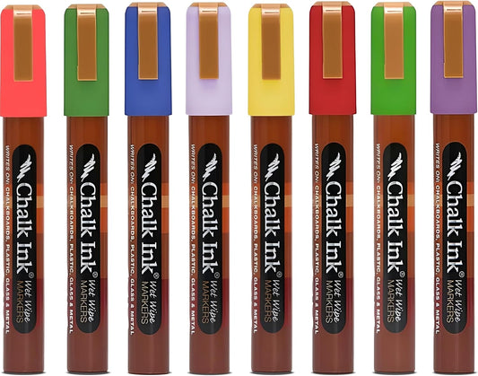 Chalk Ink Chisel Tip Wet Wipe Chalk Markers (Wildflower, 6mm, 8 Pack)