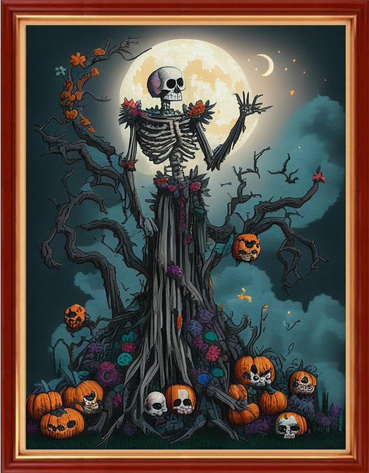 Dimensean Stamped Cross Stitch Kits Full Range of Embroidery Patterns Starter Kits for Beginners Adult or Kids DIY Cross Stitches Needlepoint Kits 11CT-Magic Skull 15.7x19.7 inch