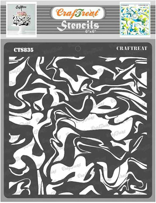 CrafTreat Reusable Texture Stencils for Crafts Vintage - Marble - Size: 6X6 Inches - Texture Pattern Stencil for Furniture Painting - Background Stencils for Painting on Concrete, Canvas