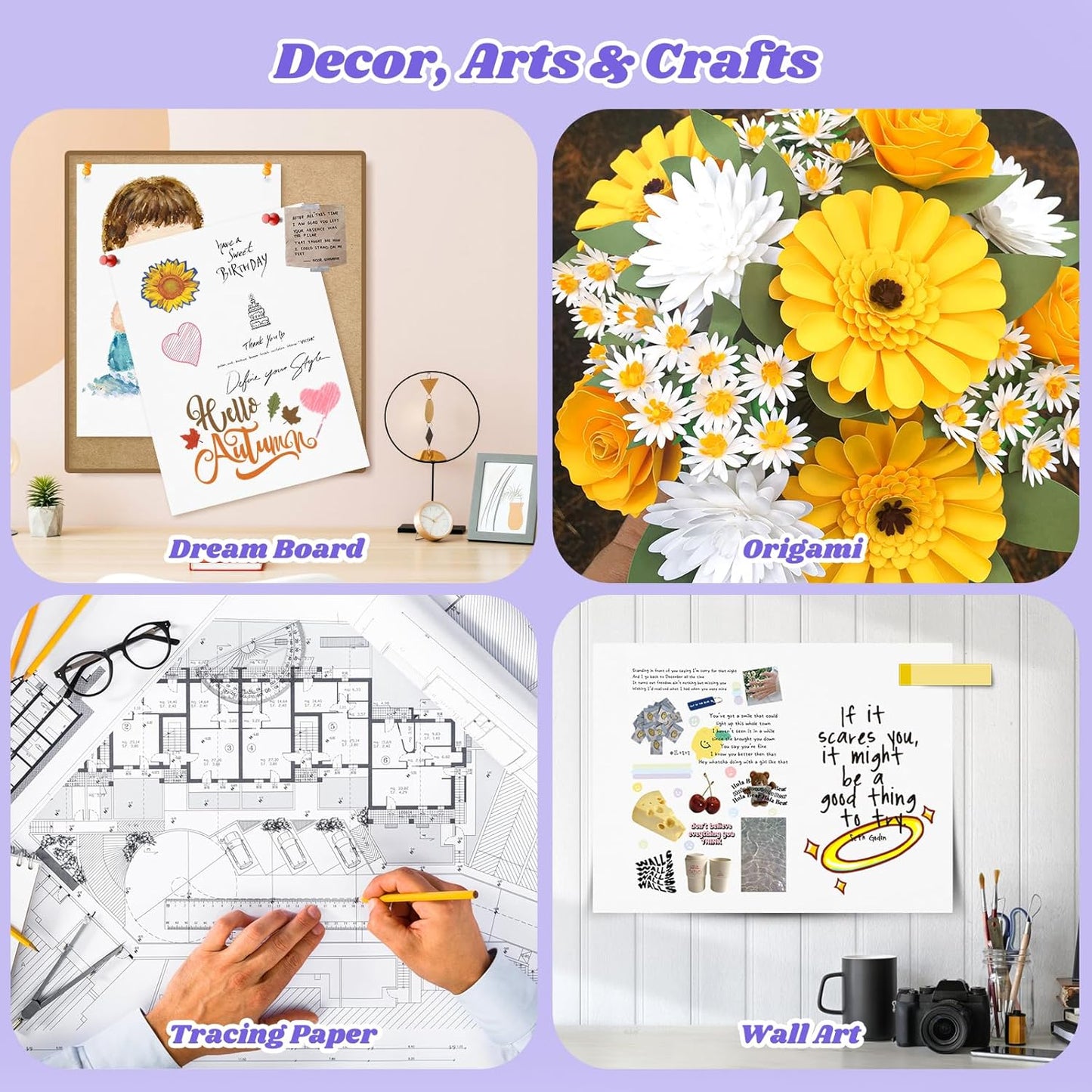 Drawing Paper, 9" x 12" Craft Art Paper, 65 Sheets (68lb/100gsm) Artist Sketching Drawing Easel Poster Paper Bulk, Art Supplies for Kids Adults, Arts & Crafts, White Construction Coloring
