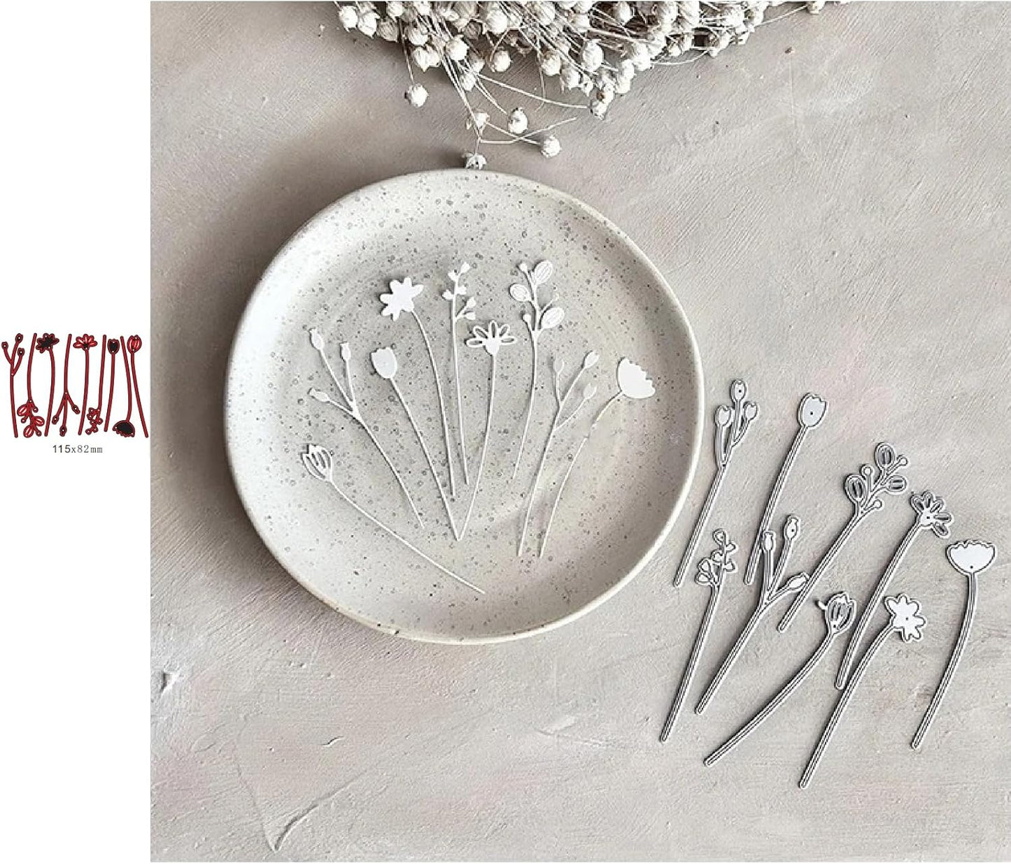 Lapoo Metal Cutting Die for Scrapbooking, 3D Backgrounds Frame New Cutting Dies DIY Album Card Making Decor Paper Craft Metal Die Cuts Party Wedding Decorations (Herbal B 4.3 x 3.2 in)