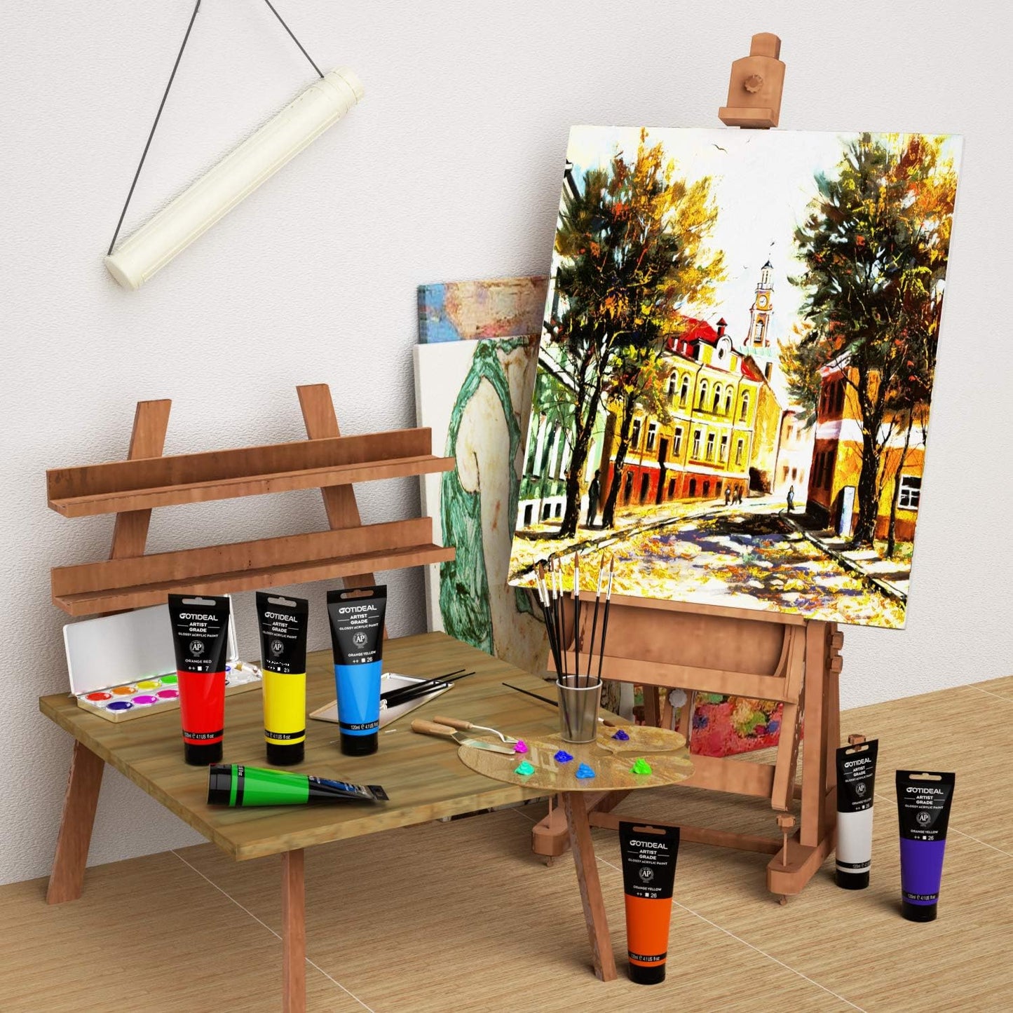 GOTIDEAL Acrylic Paint Phthalo Blue Tubes(120ml, 4.1 oz) Non Toxic Non Fading,Rich Pigments for Painters, Adults & Kids, Ideal for Canvas Wood Clay Fabric Ceramic Craft Supplies (Phthalo Blue)