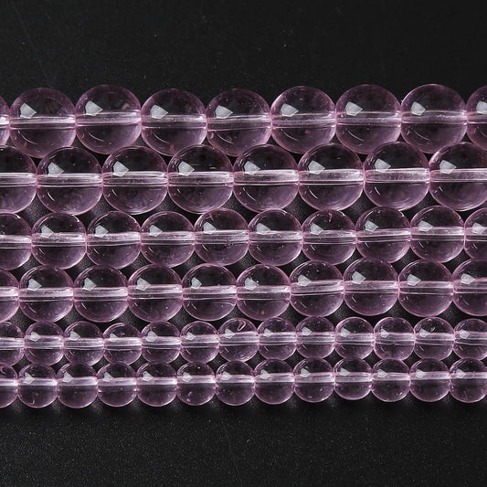 6mm 60pcs Smooth Rose Pink Glass Beads Quartz Crystal Round Loose Beads for Jewelry Making DIY Bracelet Necklace