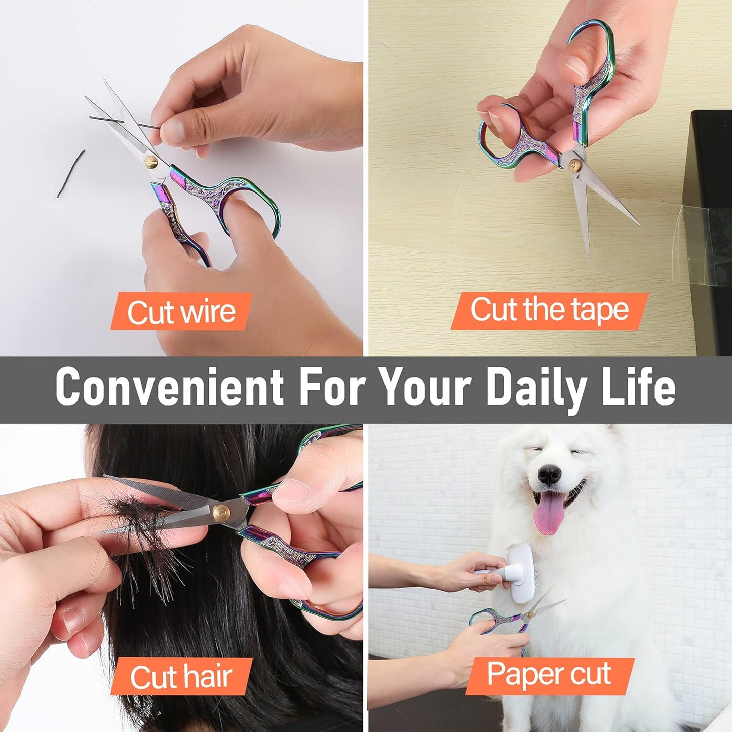 Premium Craft Scissors with Extra Sharp Blades 5 Inch - Ideal For Sewing, Cross Stitch Crochet - With Protective Cover…