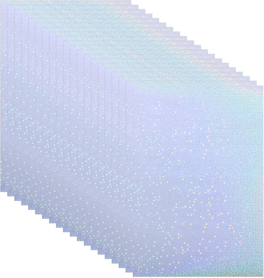 PATIKIL 8.3x5.8 Holographic Sticker Paper, 20Sheets A5 Polypropylene Self-Adhesive Transparent Waterproof Laminate Overlay Film for Photo Cards Scrapbook Decorations, Star