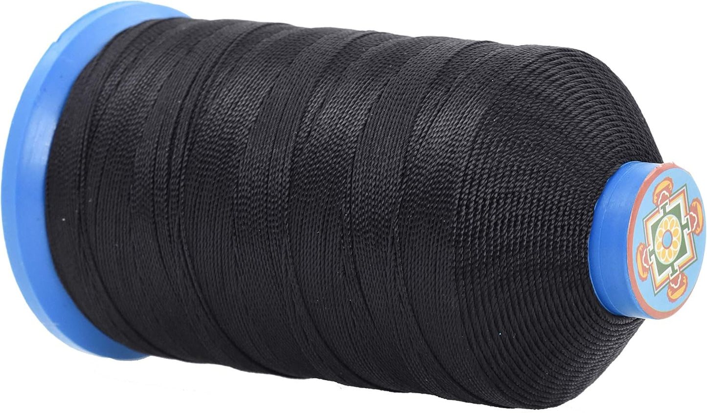 Mandala Crafts Bonded Nylon Thread Black Heavy Duty Sewing Threads - 800 YDs Size 277 840D T270 Tex 270 Thread for Leather Jeans Weaving Outdoor Marine Upholstery Threads