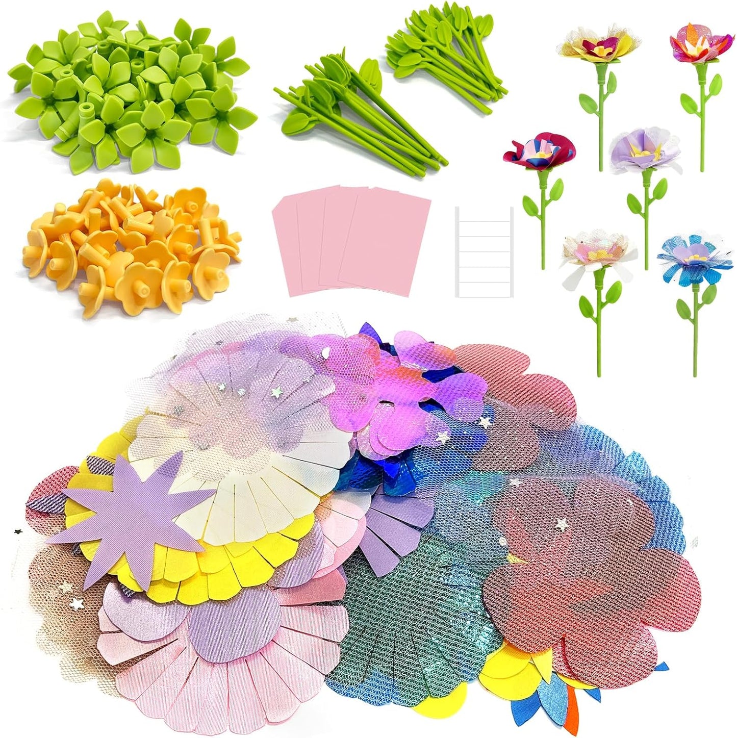 JUMP PASS BY DIY Fabric Flower Bouquets Toys for Kids Refill Kit - Arts & Crafts Toy Accessories-Flower Press Kit Accessories