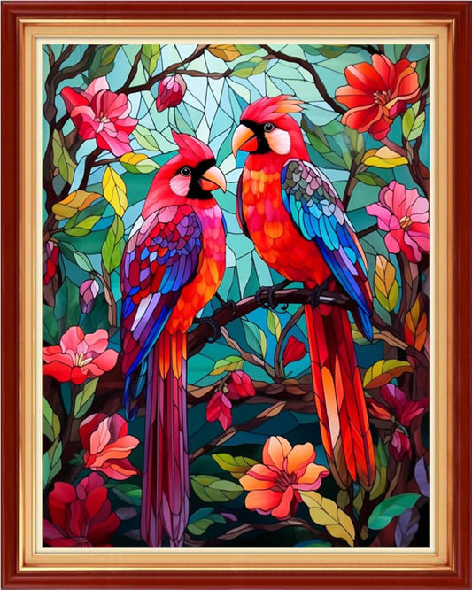 Foxhool Beginners Cross Stitch Kits Stamped Full Range of Embroidery Kits for Adults DIY Cross Stitches kit Embroidery Patterns for Needlepoint kit-Colorful Birds 16x20 inch