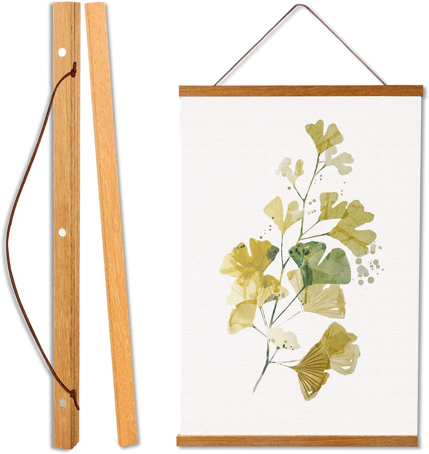 WITCOLOR Magnetic Poster Hanger Frame, 14 Inch Wide Teak Wood Magnet Poster Frame for Posters, Prints, Photos, Pictures, Maps, Scrolls, and Canvas Artwork