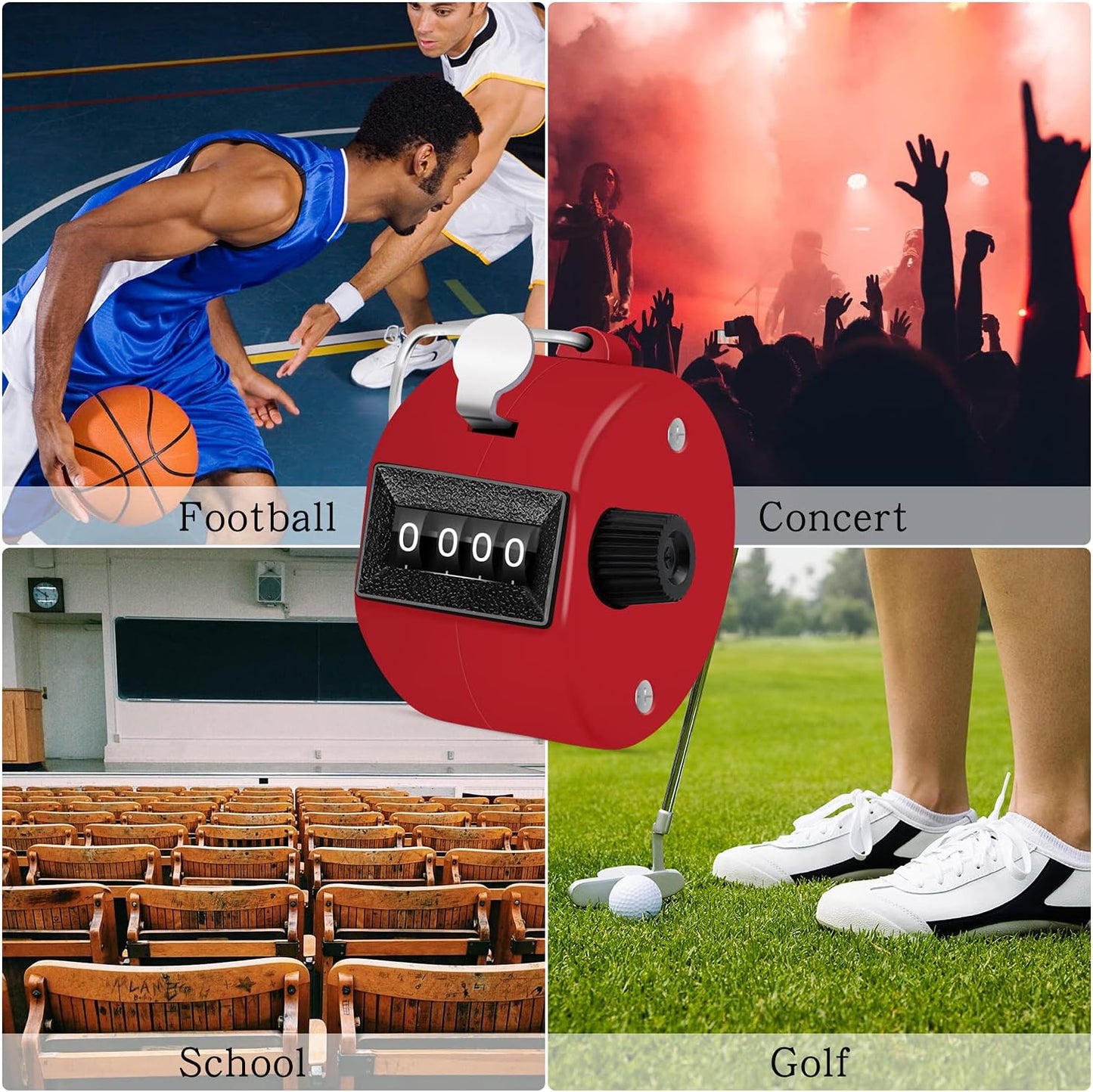 12 Pcs Hand Tally Counter 4-Digit Lap Counter Clicker, Manual Mechanical Handheld Pitch Click Counter with Finger Ring for School Golf & Knitting Row Croche