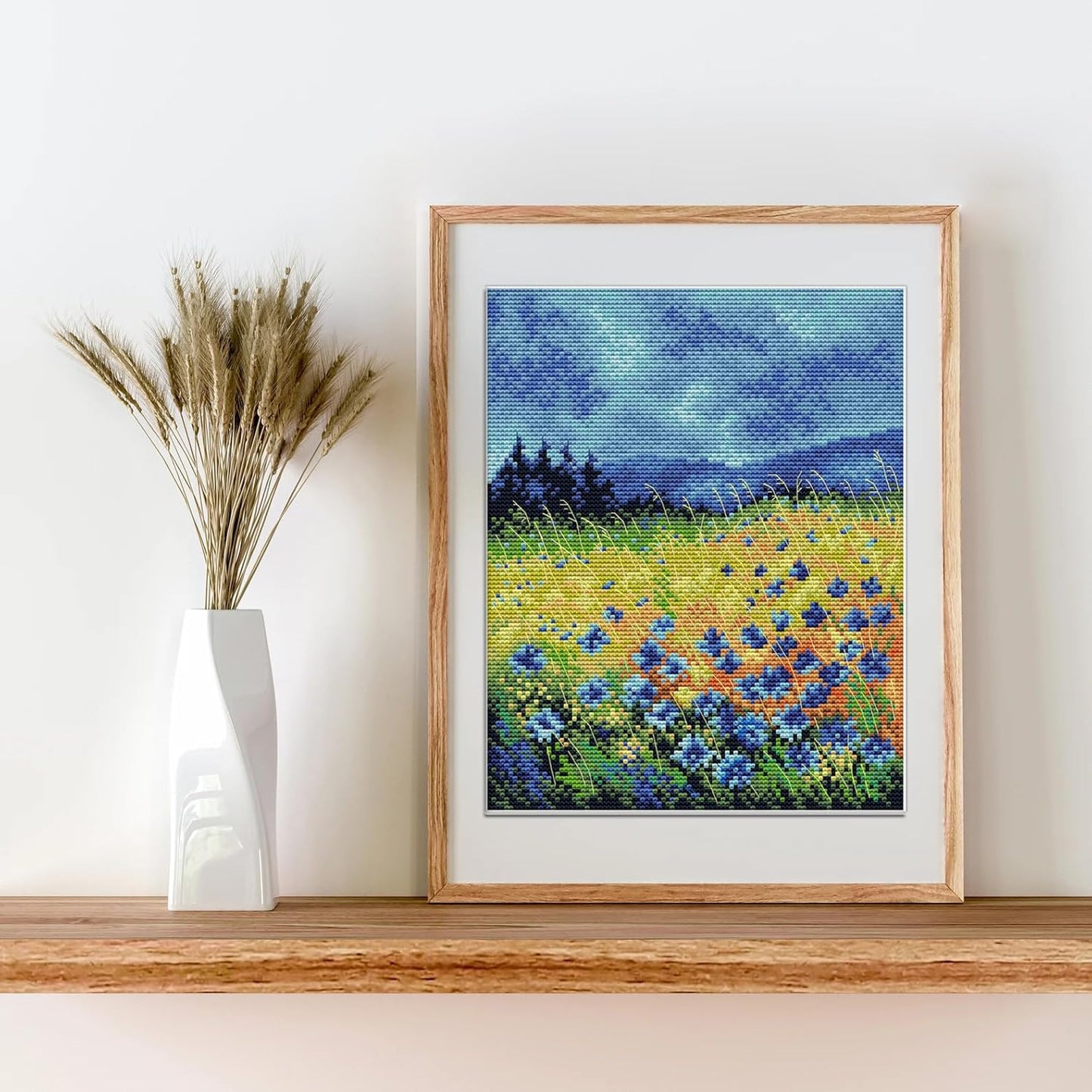 Maydiyer 11CT Stamped Cross Stitch Kits Pre-Printed Embroidery Kit Flowers Pattern for Girls Needlework Sets-Beautiful Flowers (2) 13×15.3 inch