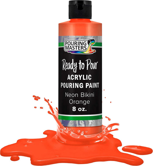 Pouring Masters Neon Bikini Orange Ready to Pour Acrylic Pouring Paint - Premium 8-Ounce Pre-Mixed Fluid Acrylic Paint - Fluid Art Supplies for Canvas, Wood, Paper, Tile & Rocks