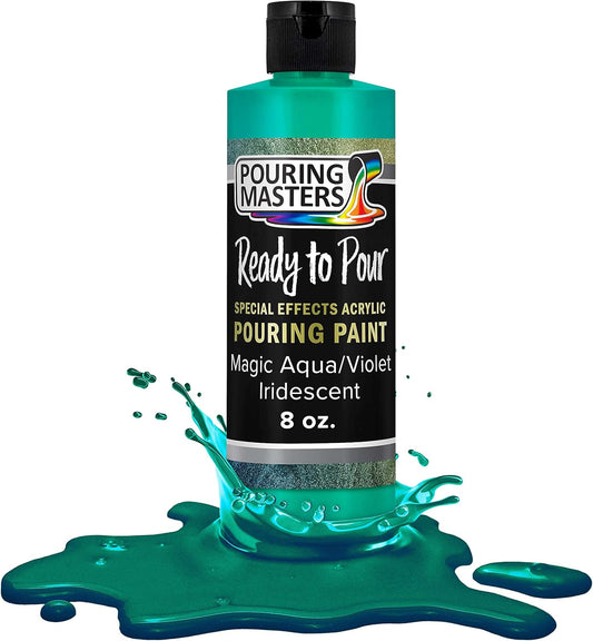 Pouring Masters Magic Aqua/Violet Iridescent Special Effects Acrylic Pouring Paint - Premium 8-Ounce Pre-Mixed Fluid Acrylic Paint - Fluid Art Supplies for Canvas, Wood, Paper, Tile & Rocks
