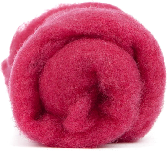 Desert Breeze Distributing Maori Wool Carded Batting, 100% Natural New Zealand Wool Made by DHG in Italy for Needle Felting, 3.5 OZ, 27 Micron, Color Raspberry Red