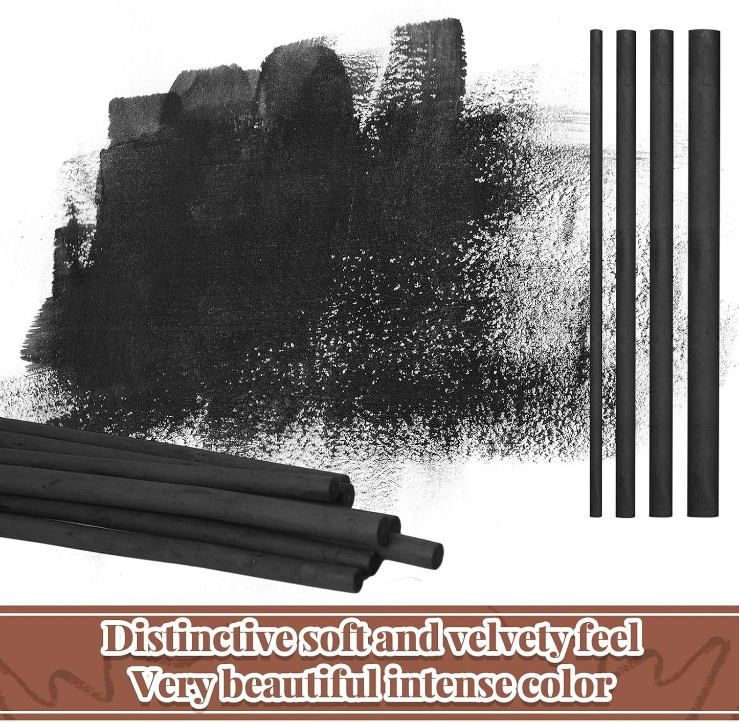 Gueevin 24 Pcs Willow Charcoal Sticks, Willow Charcoal, Artists, Beginners, Students, Perfect for Sketching, Drawing, Shading, and Fine Art Christmas Gifts for Art (2-4mm，4-5mm，5-7mm，7-9mm)