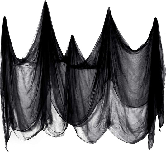 Boao Halloween Cheese Cloth 85 x 197 Inch Black Cheesecloth Roll for Crafts Large Cotton Muslin Gauze Fabric for Halloween Outdoor & Indoor Spooky Decoration