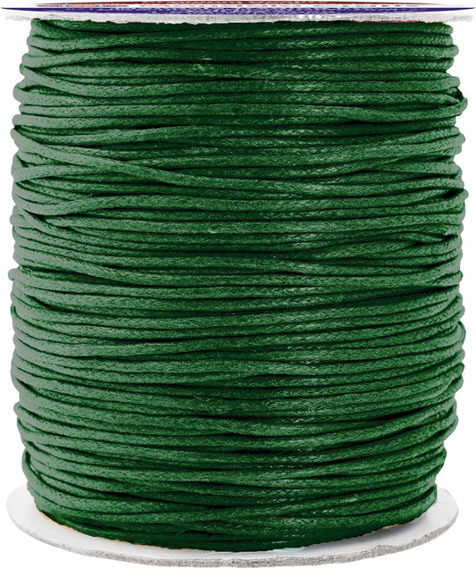 Mandala Crafts 1.5mm 109 Yards Evergreen Cotton Waxed Cord for Jewelry Making Bracelet Cord Waxed String - Beading String Thread Jewelry Cords for Necklaces String