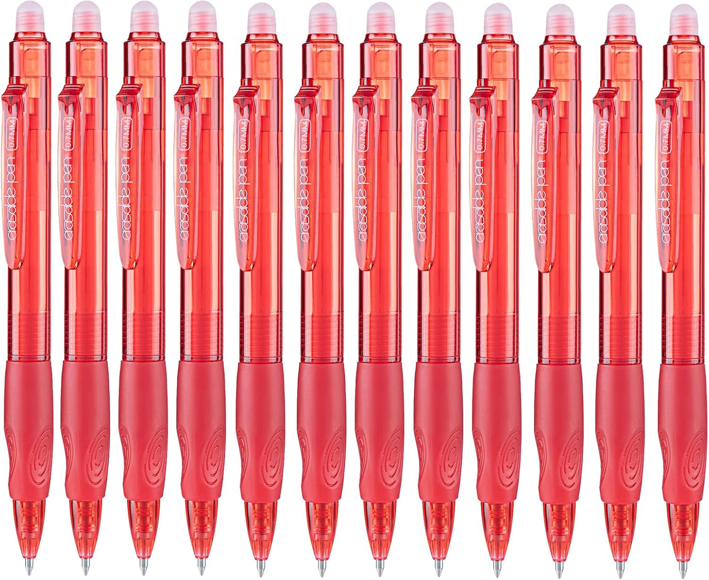 Aozora Erasable Pens Click Fine Point 0.7 mm Retractable Erasable Gel Pens for Completing Sudoku and Crossword Puzzles 12 Pack (Red)