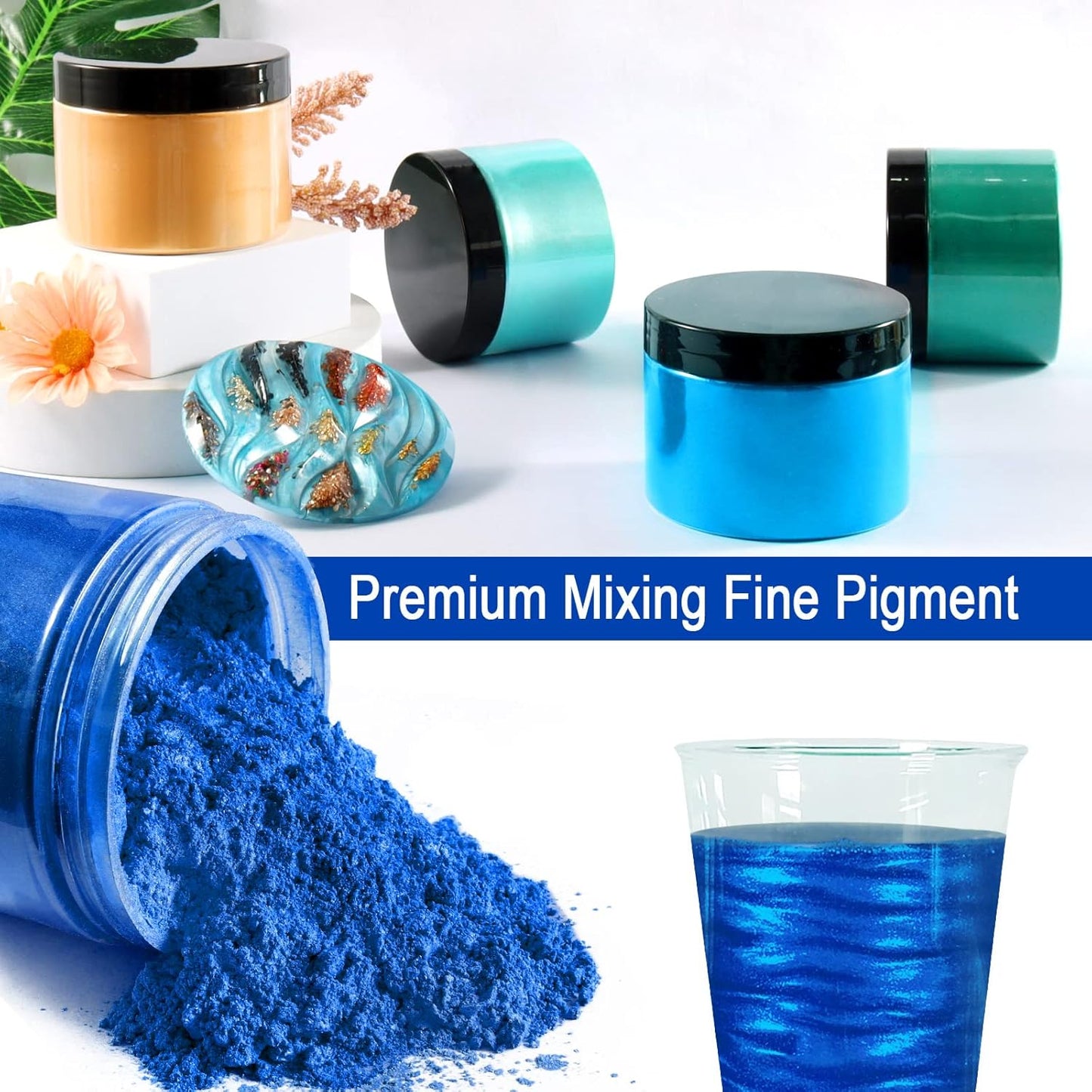 Ceya Mica Powder, 5.3oz/ 150g Palace Blue Pearlescent Effect Colorant Pigment Powder for Epoxy Resin, Tumblers, Slime Bath Bomb, Soap Dye, Slime, Candle, Resin Crafting, Paint, Jewelry, Nail Polish