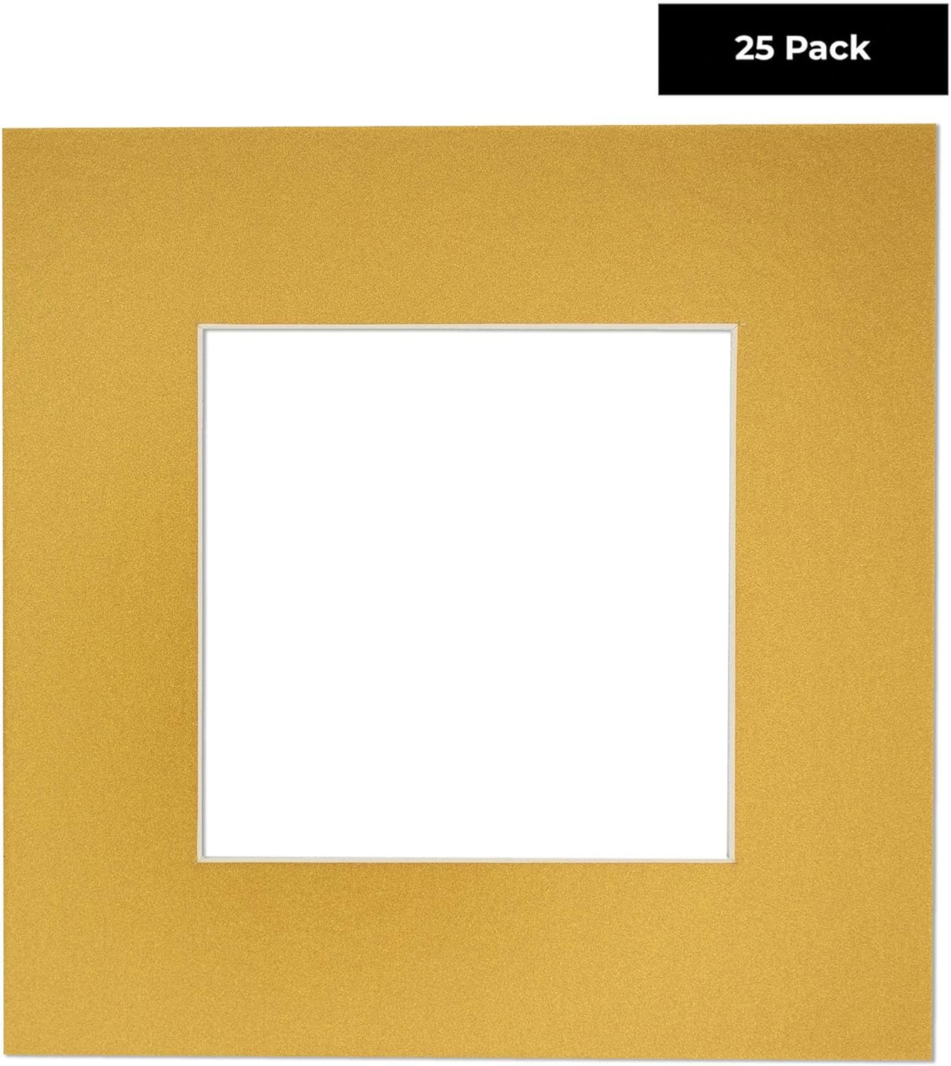 11x14 Mat for 8.5x11 Photo - Precut Metallic Gold Picture Matboard for Frames 11 x 14 Inches - Bevel Cut to Display Art 8.5 x 11 Inches - Acid Free Pack of 25 MATS with Backing Boards & Clear Bags