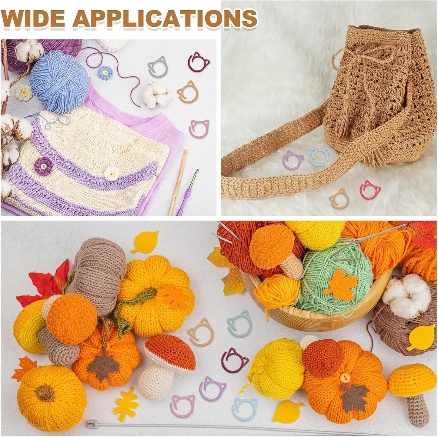 PATIKIL Cat Crochet Stitch Markers, 12 Pack Stitch Marker for Knitting Crocheting Supplies Cute Metal Spiral Knit Clip Ring Counters for Crochet Yarn DIY Crafts, Multicolor