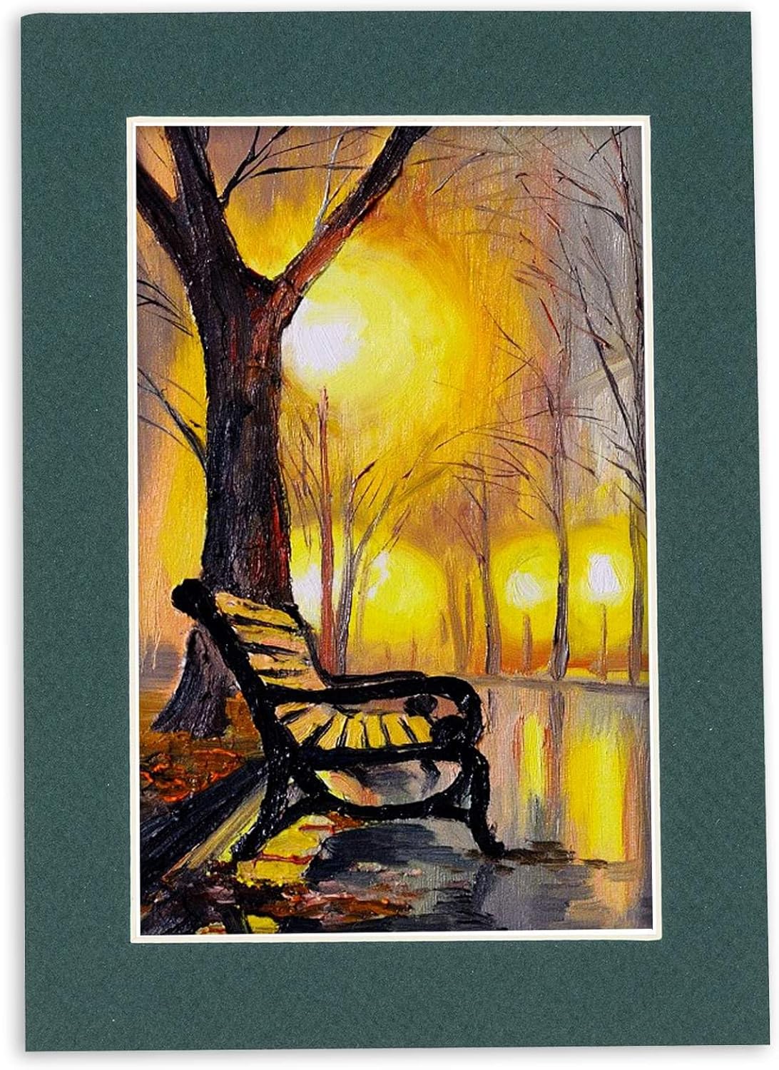 11x14 Mat Bevel Cut for 8.5x11 Photos - Acid Free Forest Green Precut Matboard With Backing Board and Crystal Clear, Self Seal Photo Mat Bag - For Pictures, Photos, Framing - 4-ply Thickness