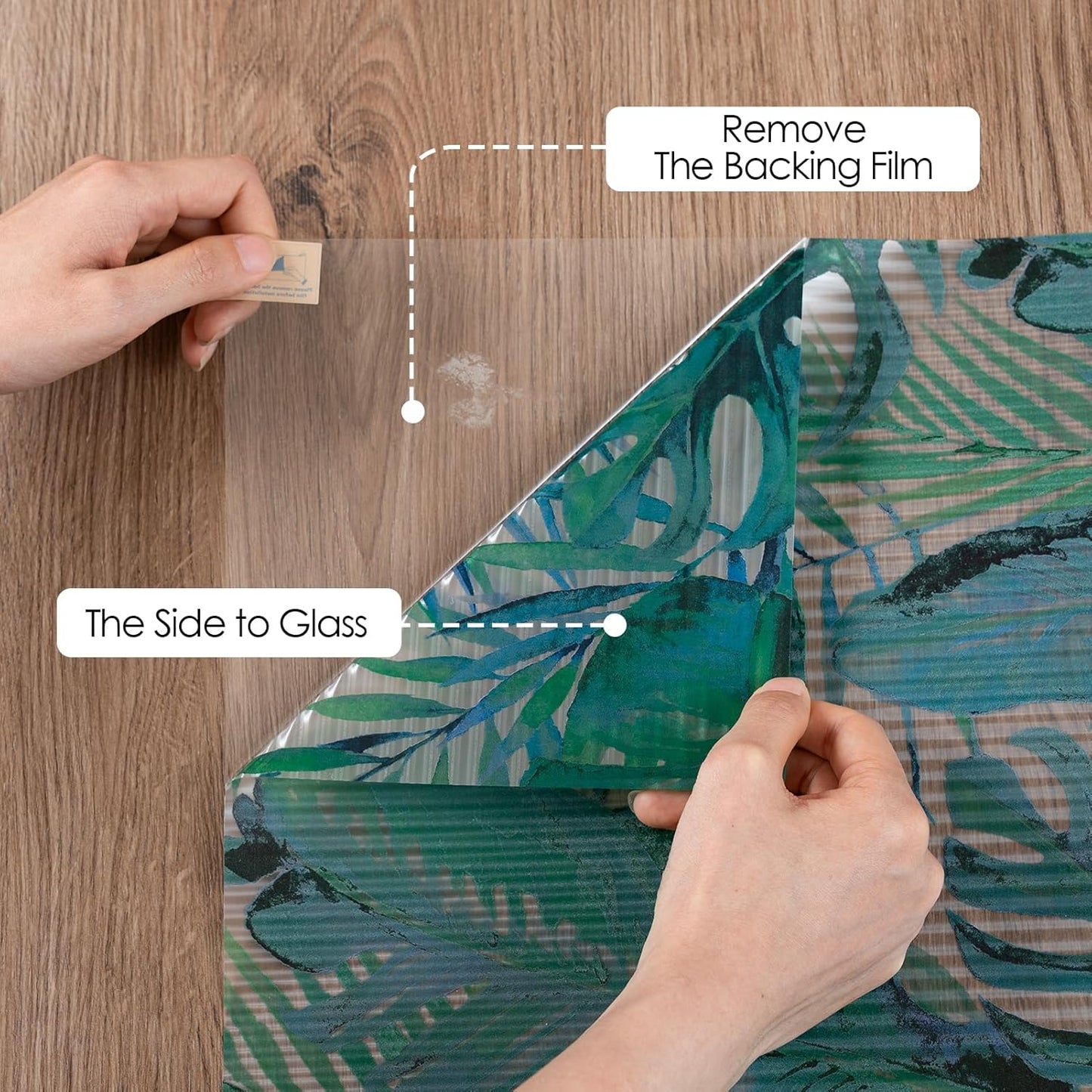 DKTIE Nature Pattern Rainbow Window Film Decorative Stained Glass Window Film Static Cling Films Easy Apply Removable Comes with Tools (U560-Reeded Glass, 17.7" x 118.1")