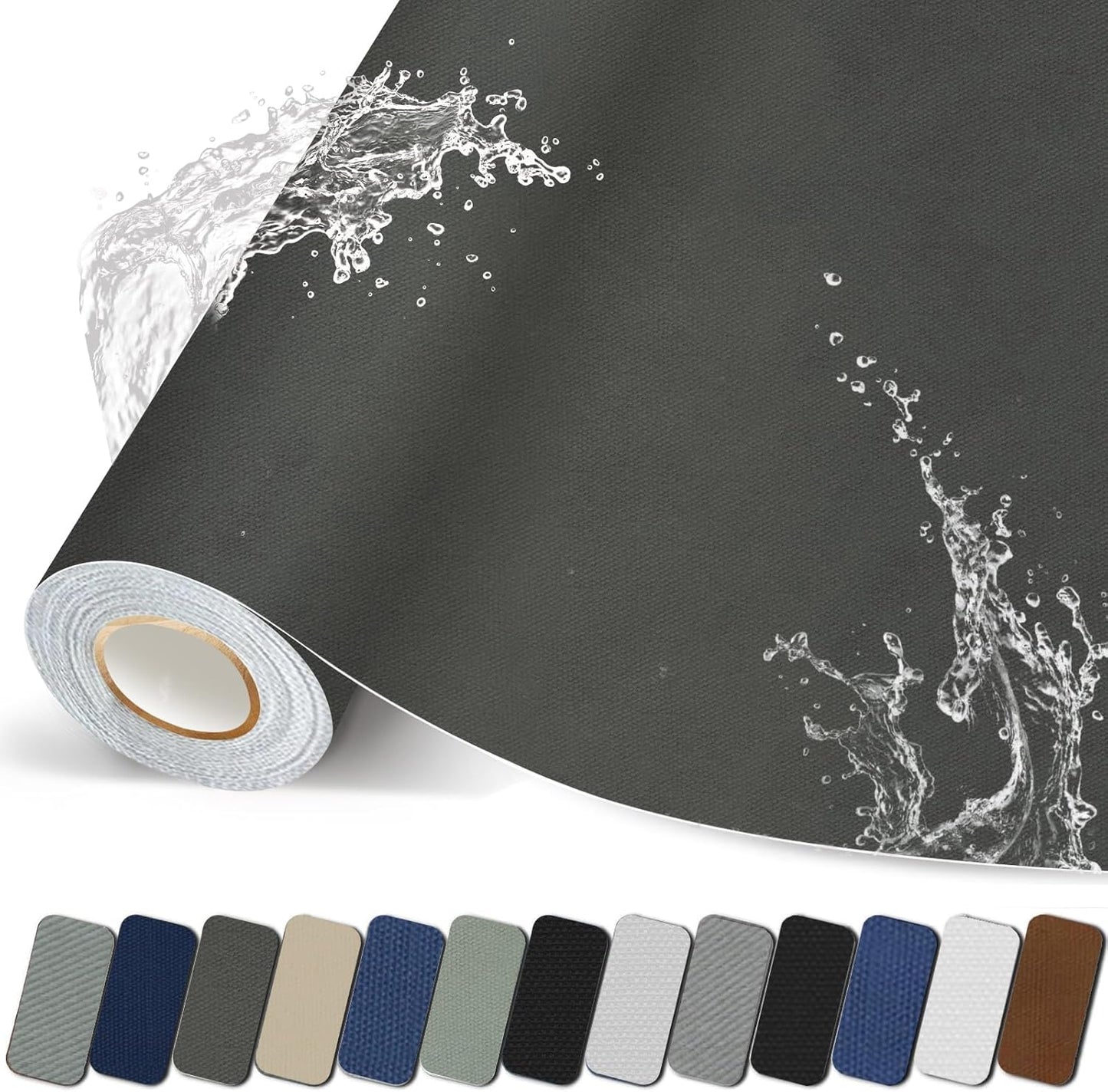 Canvas Repair Patch, 35X79 Inch Strong Sticky Fabric Repair Tape, Self-Adhesive Fabric Patch for Sofas, Tote Bags, Clothing, Car Seats, Furniture (Dark Grey, 35X79 Inch)