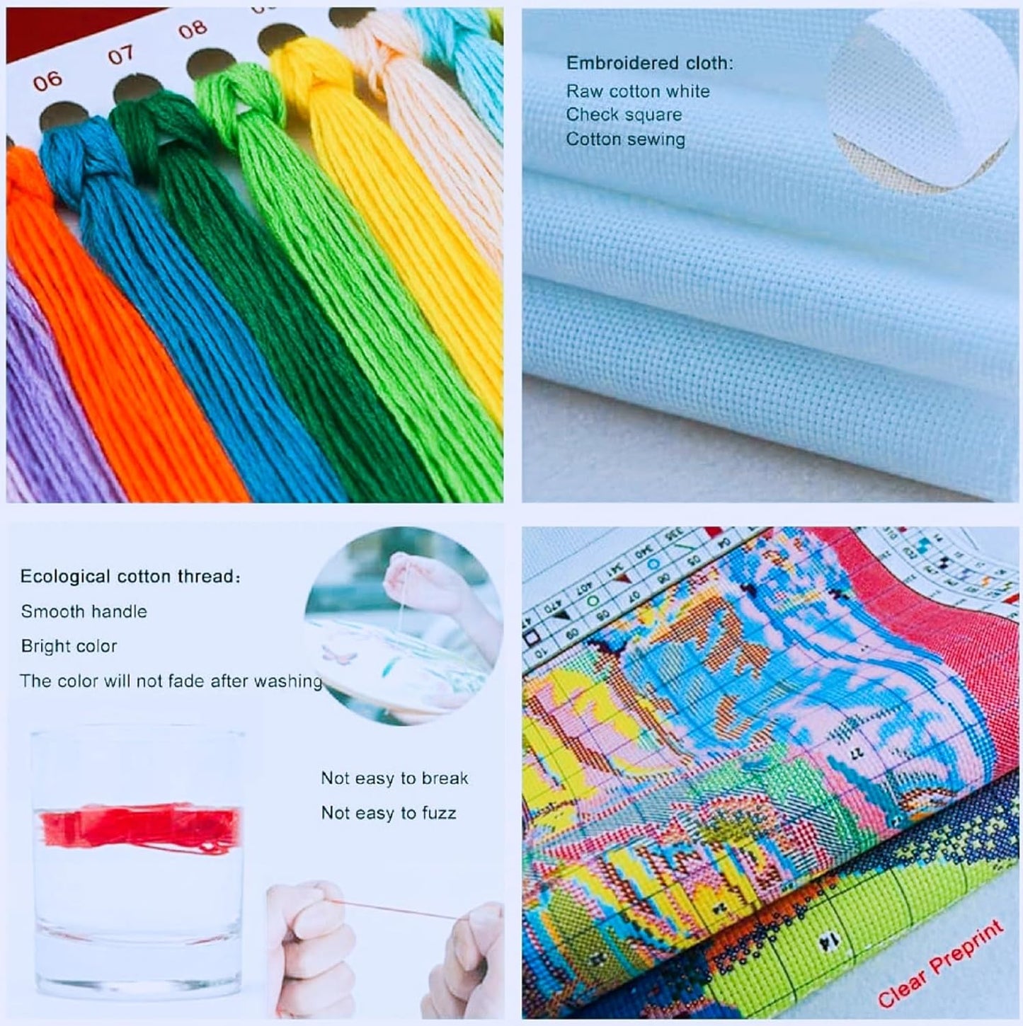 Joyhoor Stamped Cross Stitch Kits for Beginners, Needlepoint Kits for Adults, 11CT Counted Embroidery Kits-Succulent Plants 18x18 inchs