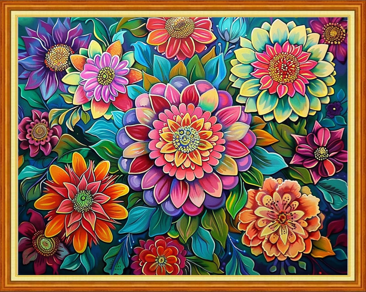 Joyhoor Cross Stitch Kits for Beginners Stamped Cross-Stitch Supplies Needlework preprint Embroidery Kits for Adults DIY Needlepoint Kits Embroidery Patterns 11CT-Magical Flowers 16x20 inchs