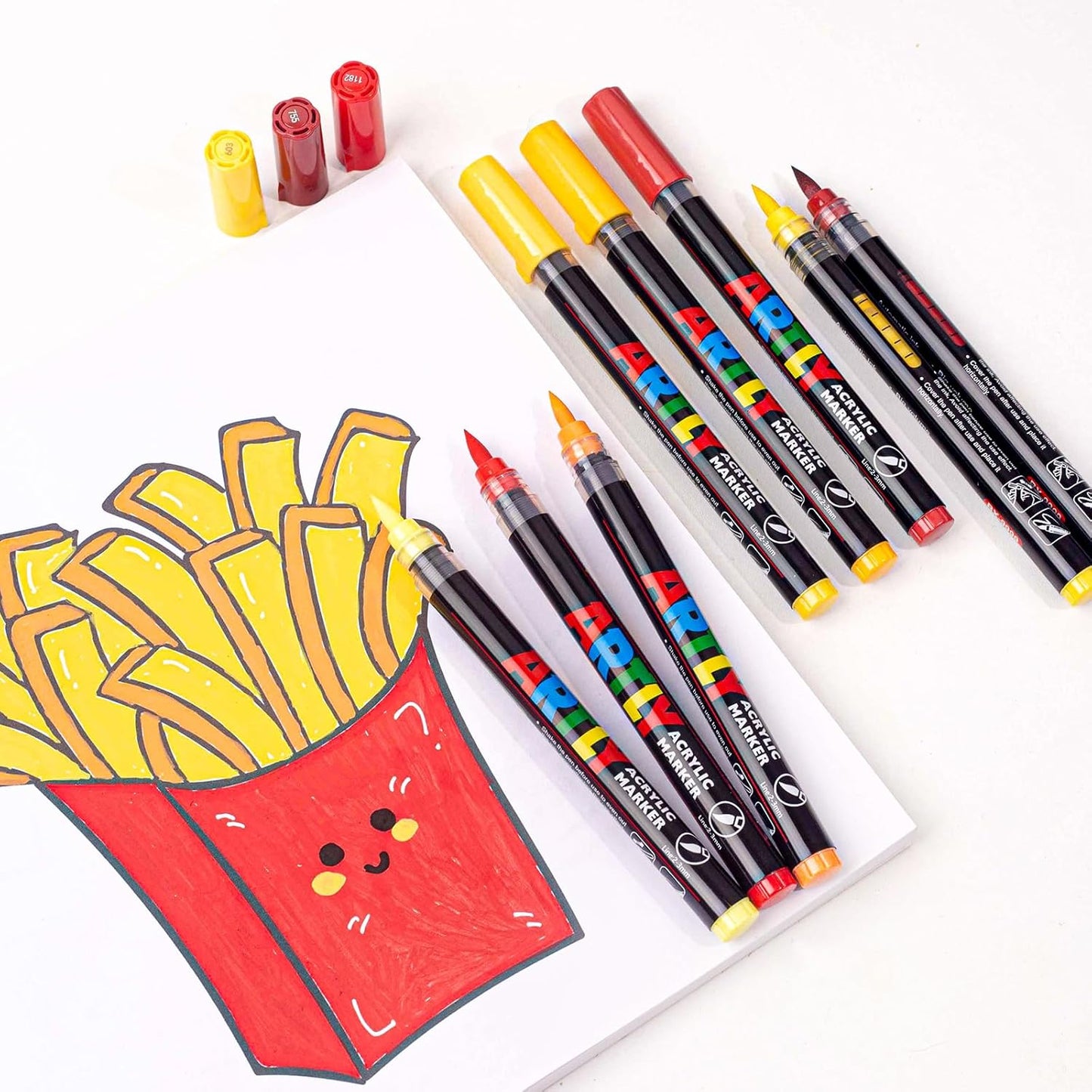 Acrylic Paint Markers, Acrylic Paint Pens, Fabric Markers for Textile, Rock, Glass, Wood, Paper, Ceramic, Canvas DIY Art Supplies Kit for Kids and Adults (12)