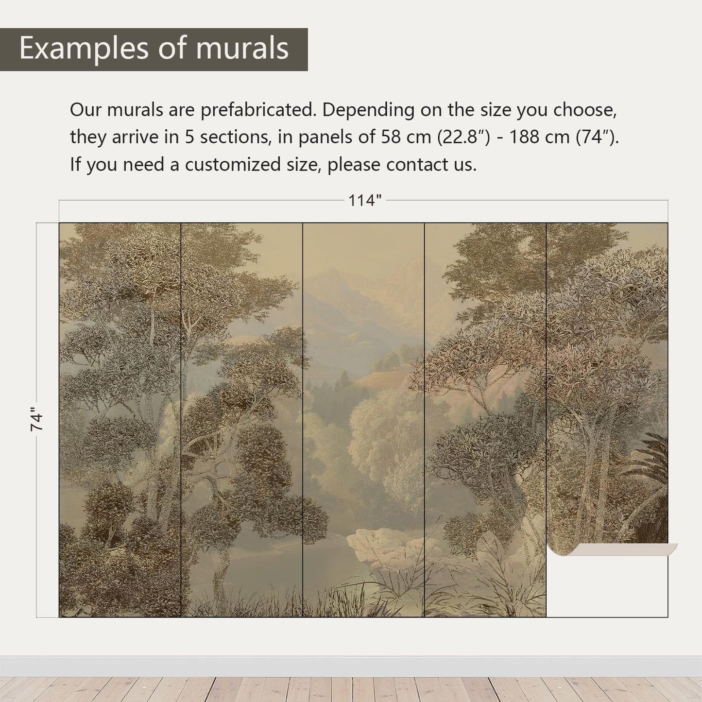 AFZEVEB-Tropical Jungle Wallpaper Landscape Tree Wall murals for Bedroom 114"x74"(Not Peel and Stick)