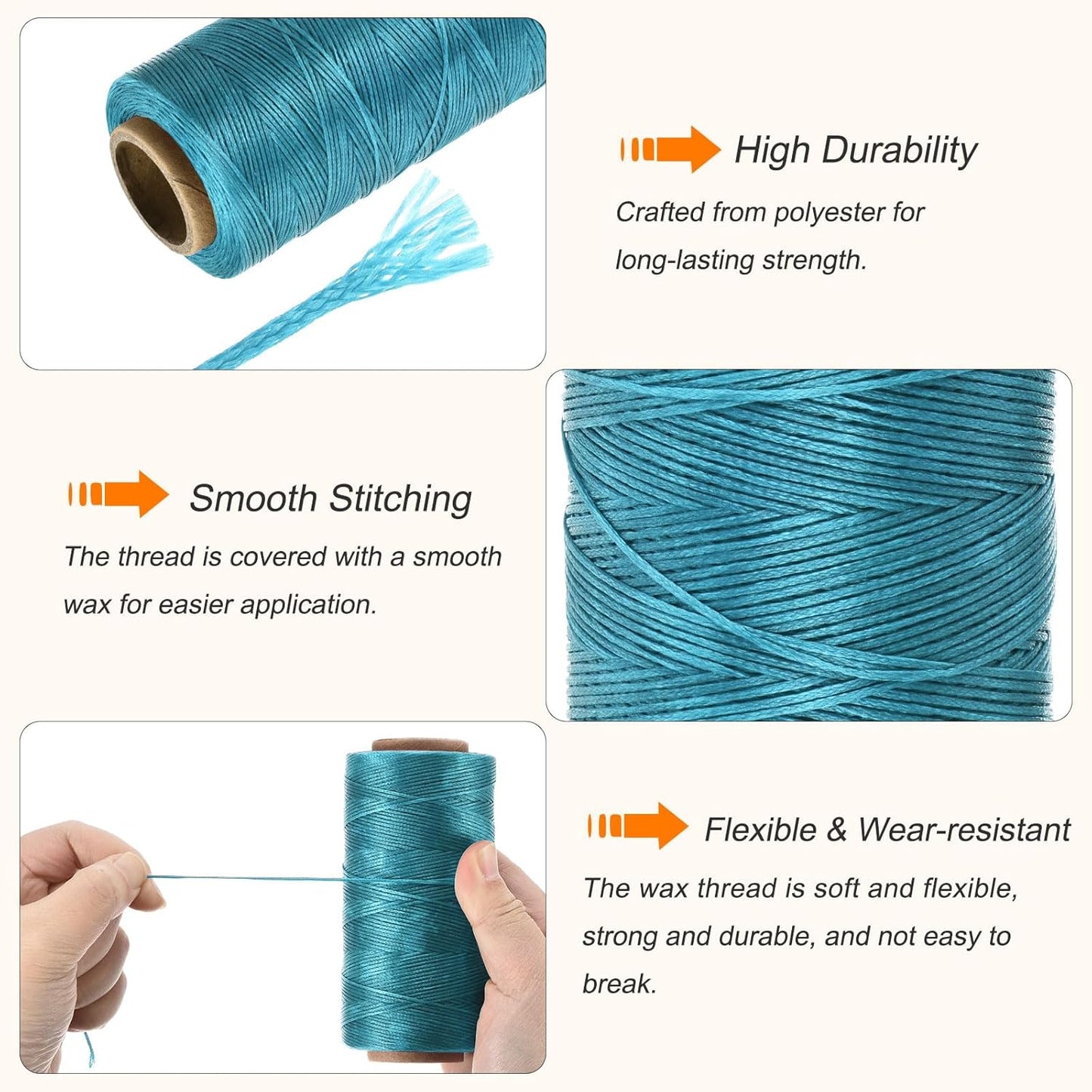 MECCANIXITY Waxed Thread,197 Yard 1mm 210D Flat Wax Thread Polyester Waxed String for Leather Sewing Hand Weaving Book Binding Home Decoration,Sky Blue