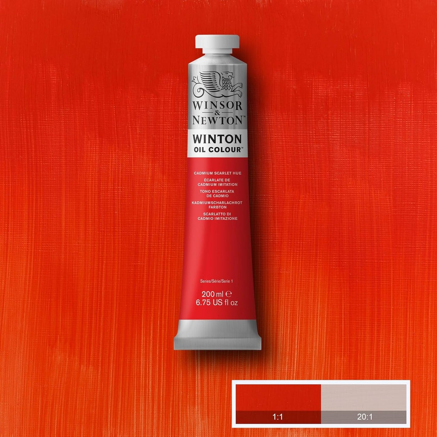 Winsor & Newton Winton Oil Color, 200ml (6.75-oz) Tube, Cadmium Scarlet Hue