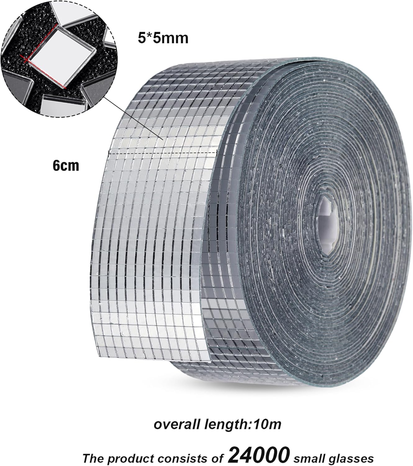 SATINIOR 24000 Pcs Disco Ball Mirror Tiles Self Adhesive for Crafts 5 x 5 mm Small Disco Tape Ball Stickers Square Mosaic Tiles Mirror Pieces for DIY Craft Party Decor