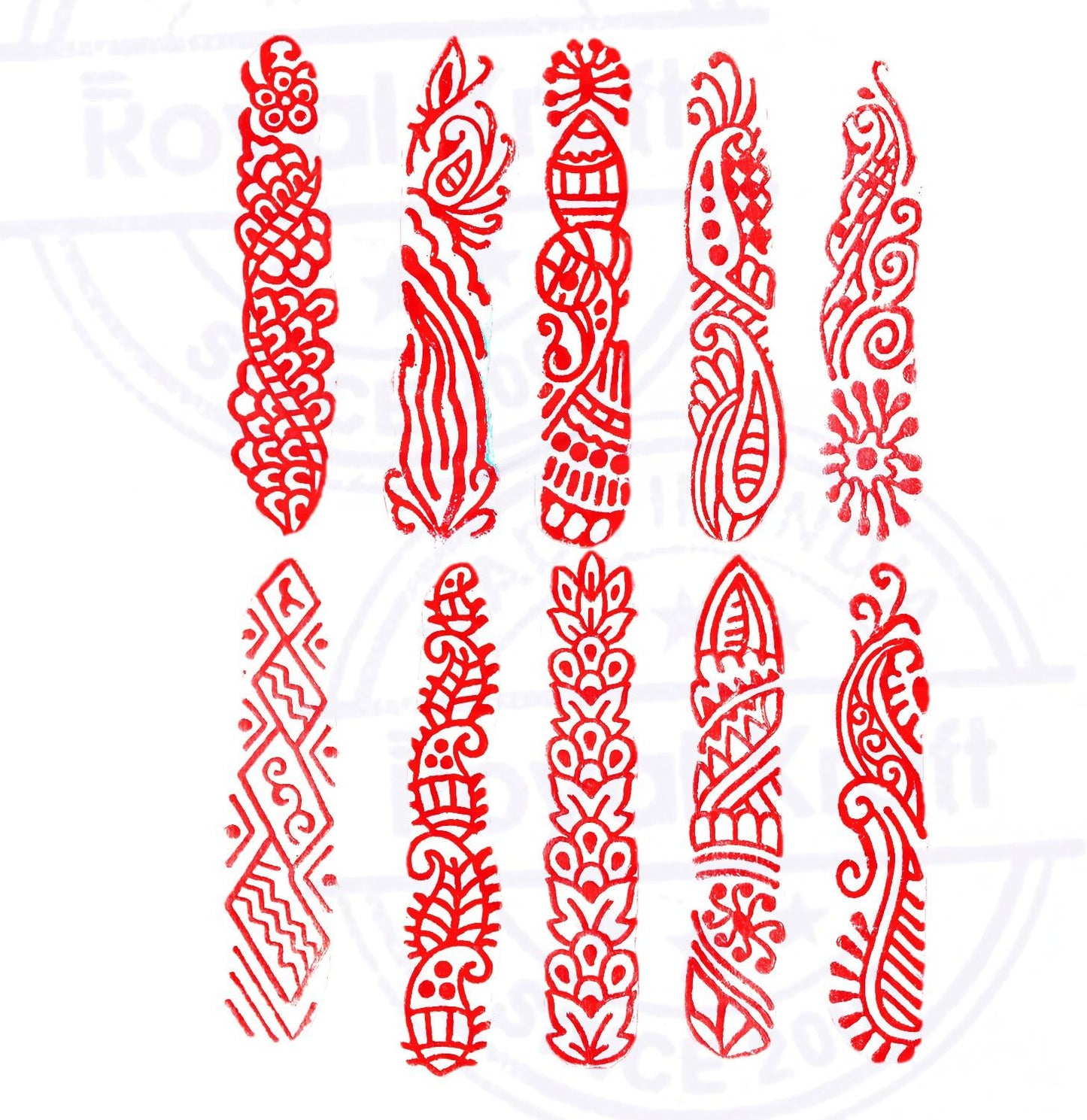 Pottery Printing Blocks Rural Border Shape Wood Stamps (Set of 10) Htag2158