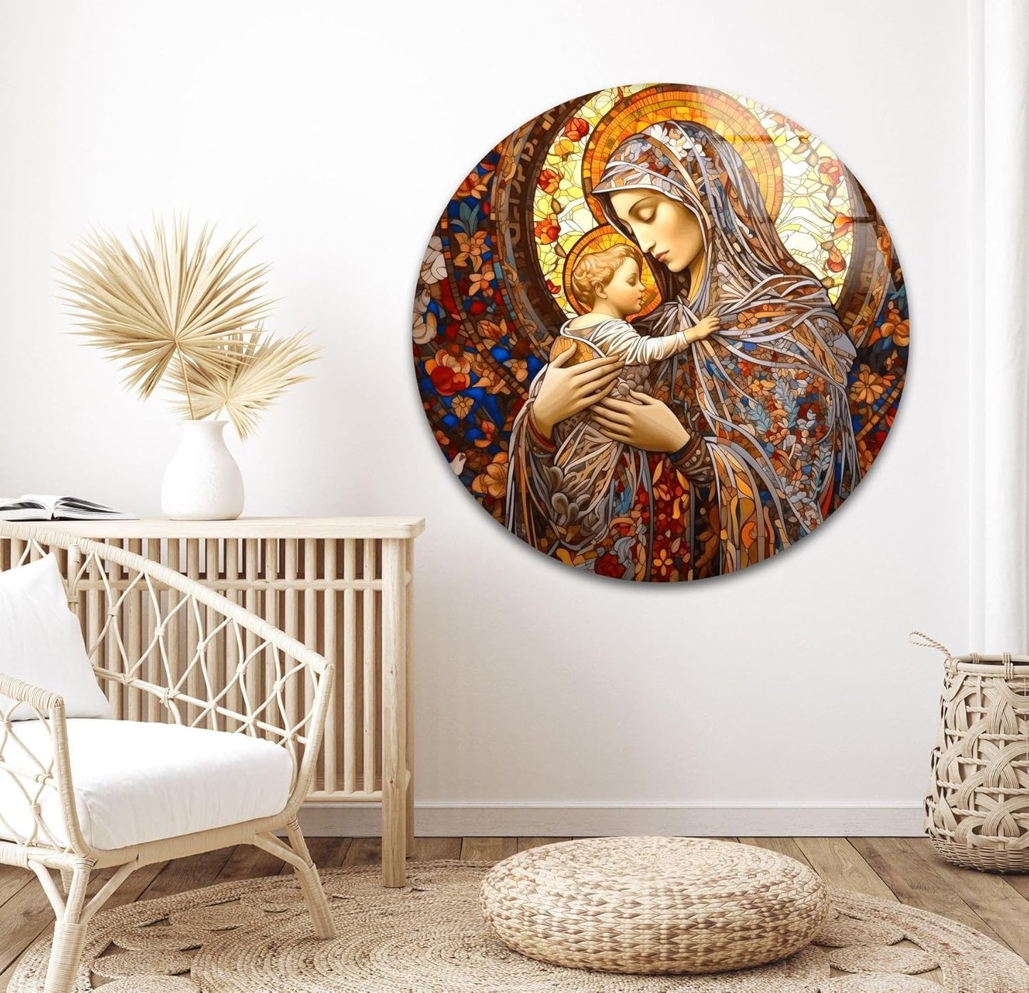 My Photostation.com 24Wx30H'' Jesus and Virgin Mary Glass Wall Art Tempered Glass Printing Wall Decor Large Wall Art Wall Hangings