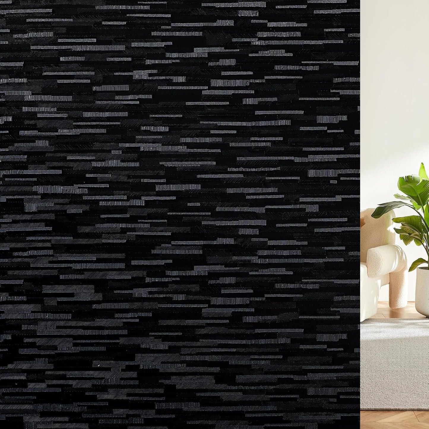 Haton Blackout Window Film, Black Out Window Cover, Sun Light Blocking Frosted Privacy for Glass Door, Heat Control Room Darkening Tint for Home Day Sleep, Non-Adhesive, Black 35.4" x 78.7"