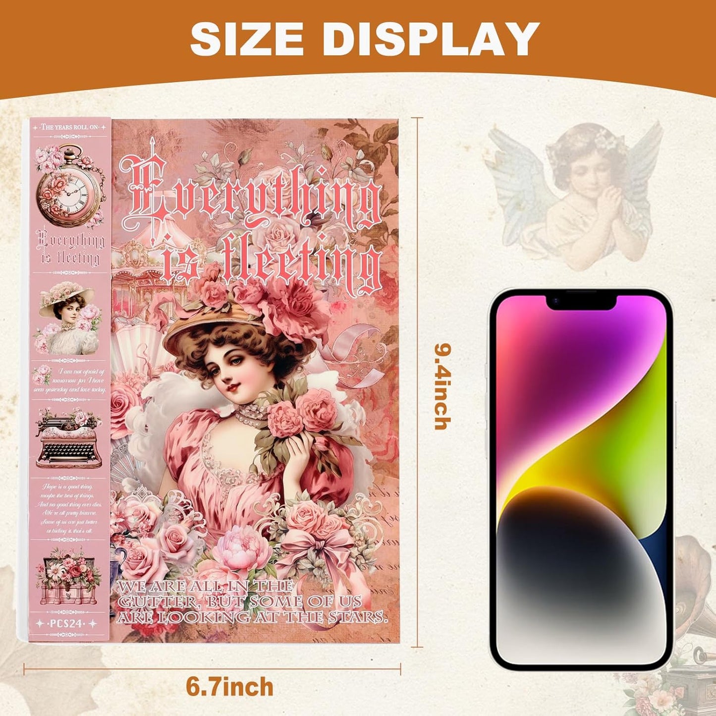 Vintage Ephemera Sticker 24 Sheets precut 300 washi Stickers Paper People Journal Stickers for Adults Junk journaling Sticker Book Scrapbooking Supplies