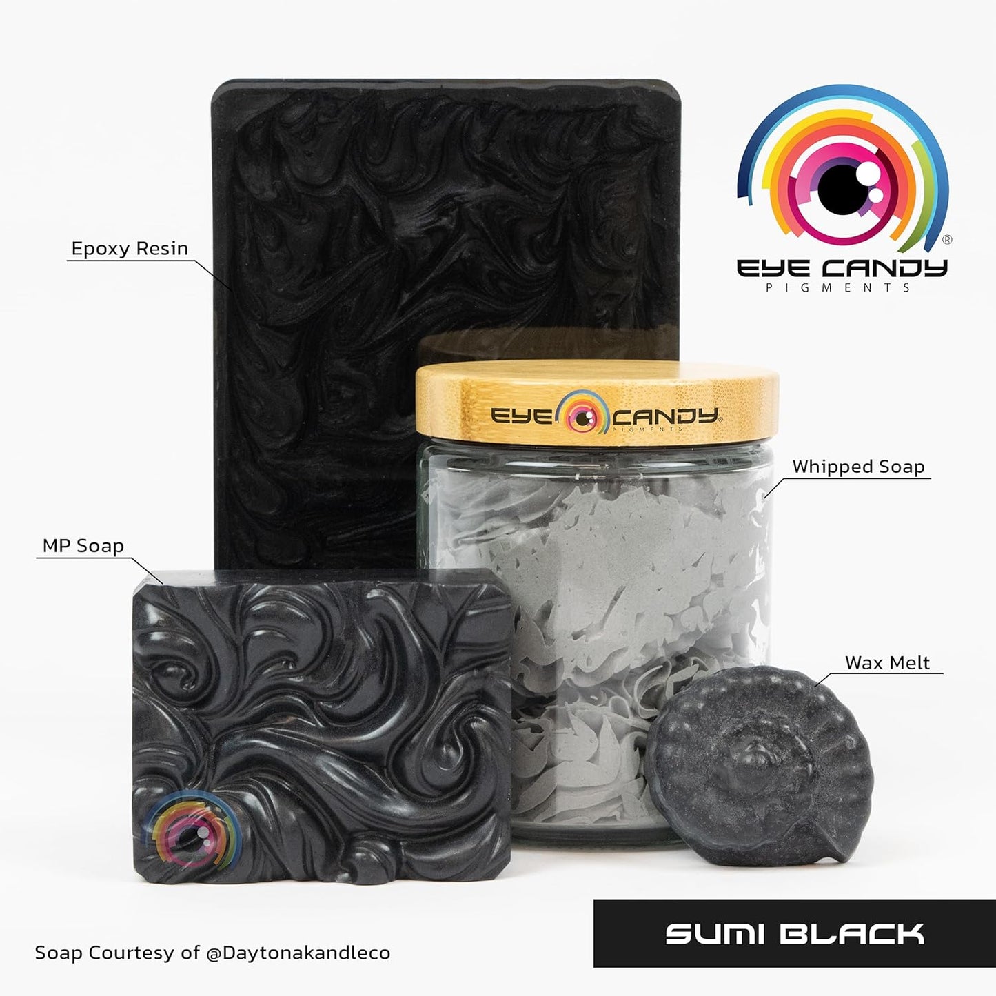 Eye Candy Pigments Premium Black Mica Powder - Sumi Black (50gr) - for Epoxy, Resin, Soap, Paint, Woodworking, Acrylic Pouring, Bath Bombs, Fishing Lures - DIY Arts and Crafts Additive