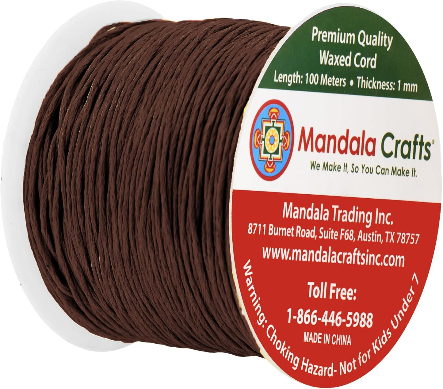 Mandala Crafts 1mm 109 Yards Chocolate Brown Cotton Waxed Cord for Jewelry Making Bracelet Cord Waxed String - Beading String Thread Jewelry Cords for Necklaces String