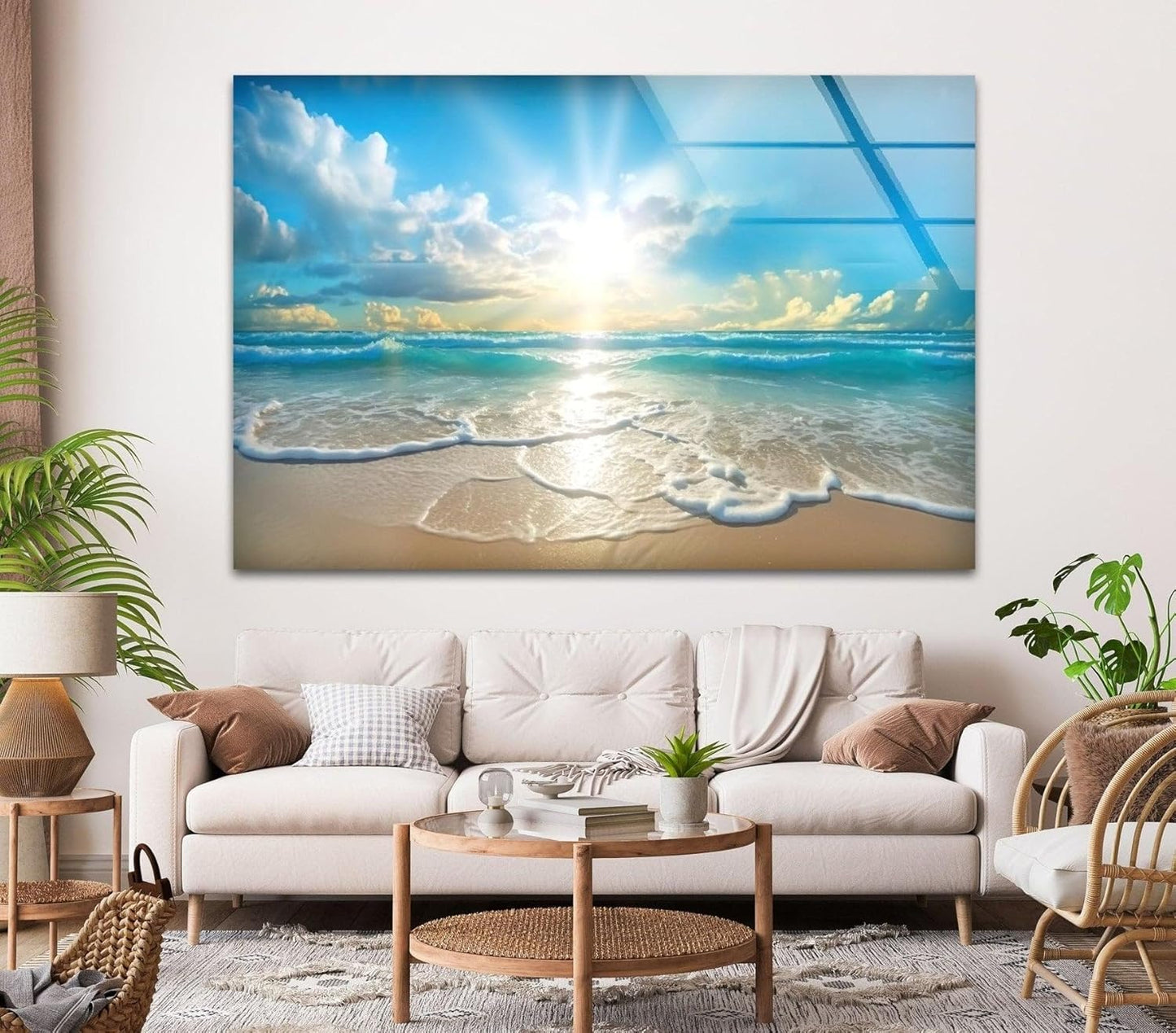 My Photostation.com Round 31,5'' Beautiful Sunset & Ocean Glass Wall ArtTempered Glass Printing Wall Decor Large Wall Art Wall Hangings