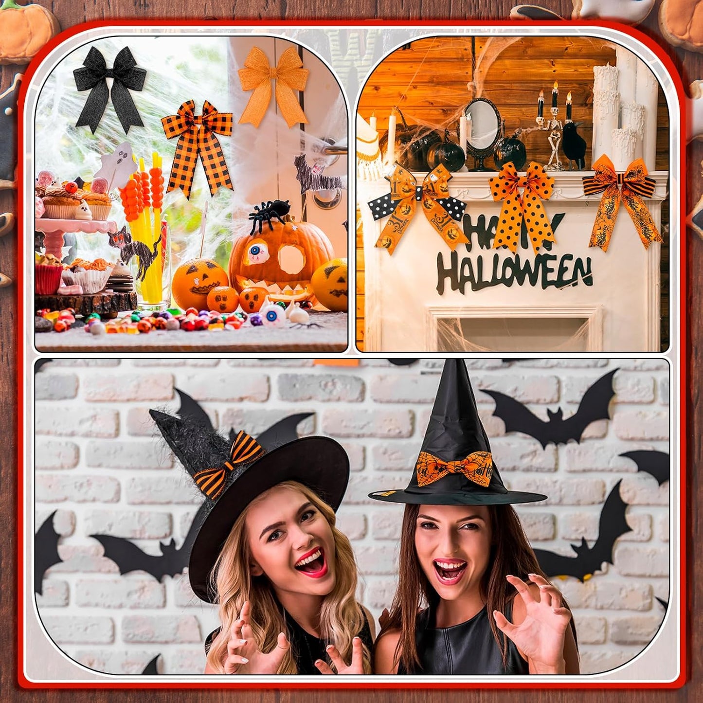 12 Rolls Halloween Wired Edge Ribbon for Wreaths 2 Inch x 60 Yards Bat Spider Web Pumpkin Print Ribbon Ghost Witch Hat Crafts for Halloween Party Decorative Supplies, 12 Styles