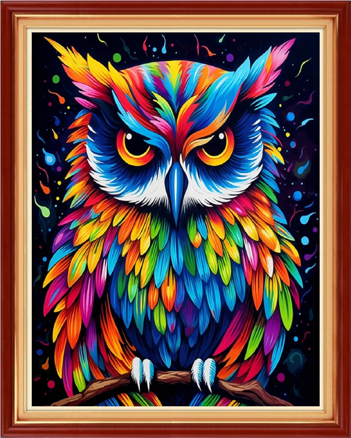 Foxdiviy Stamped Cross Stitch Kits for Beginners Full Range of Cross Stitching 11 CT Printed Cross Stitch Kits for Kids Adults Cross Stitch Patterns Needlepoint Kits-Colorful Owl 16x20 inch