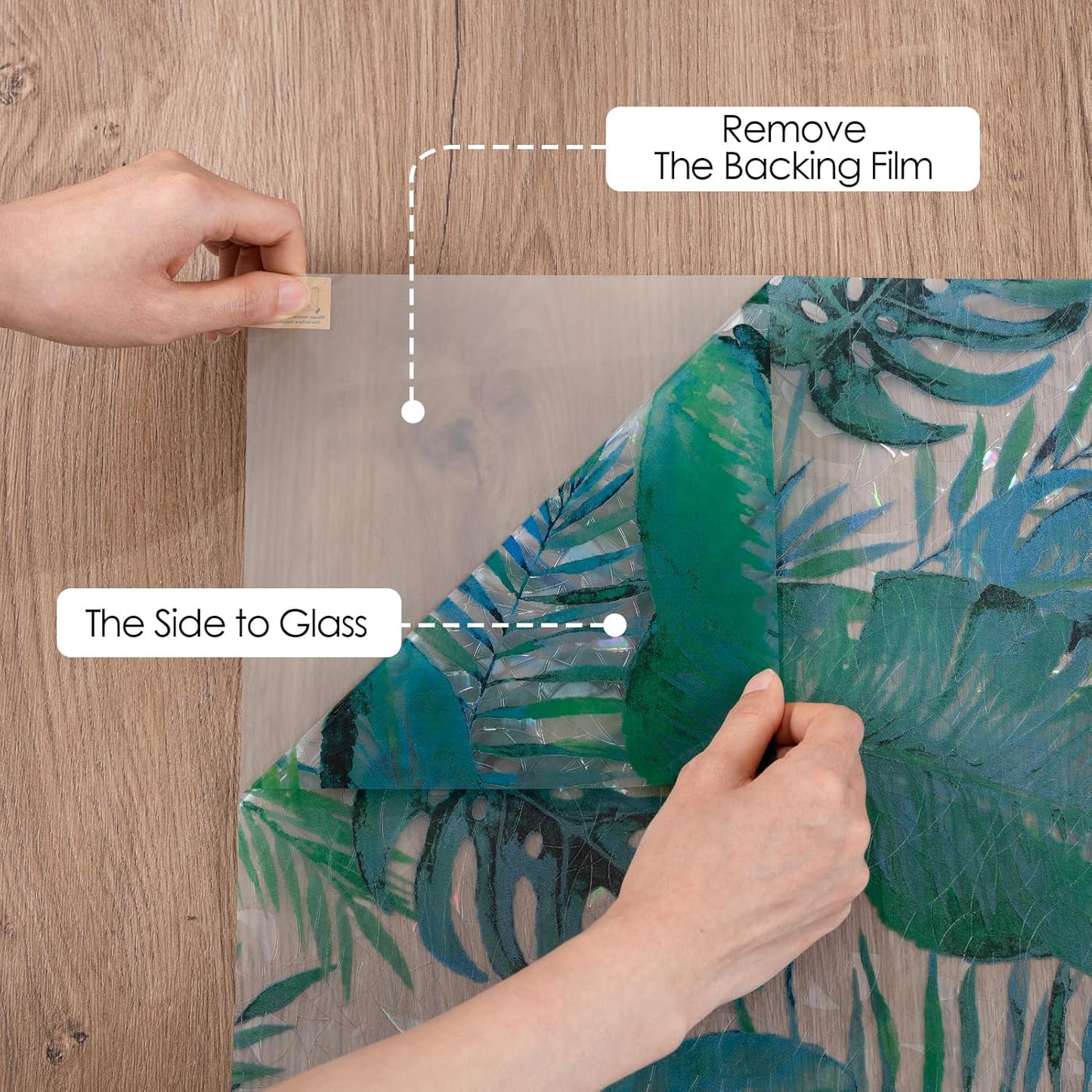 DKTIE Nature Pattern Rainbow Window Film Decorative Stained Glass Window Film Static Cling Films Easy Apply Removable Comes with Tools (U560-rainbow, 35.4" x 78.7")