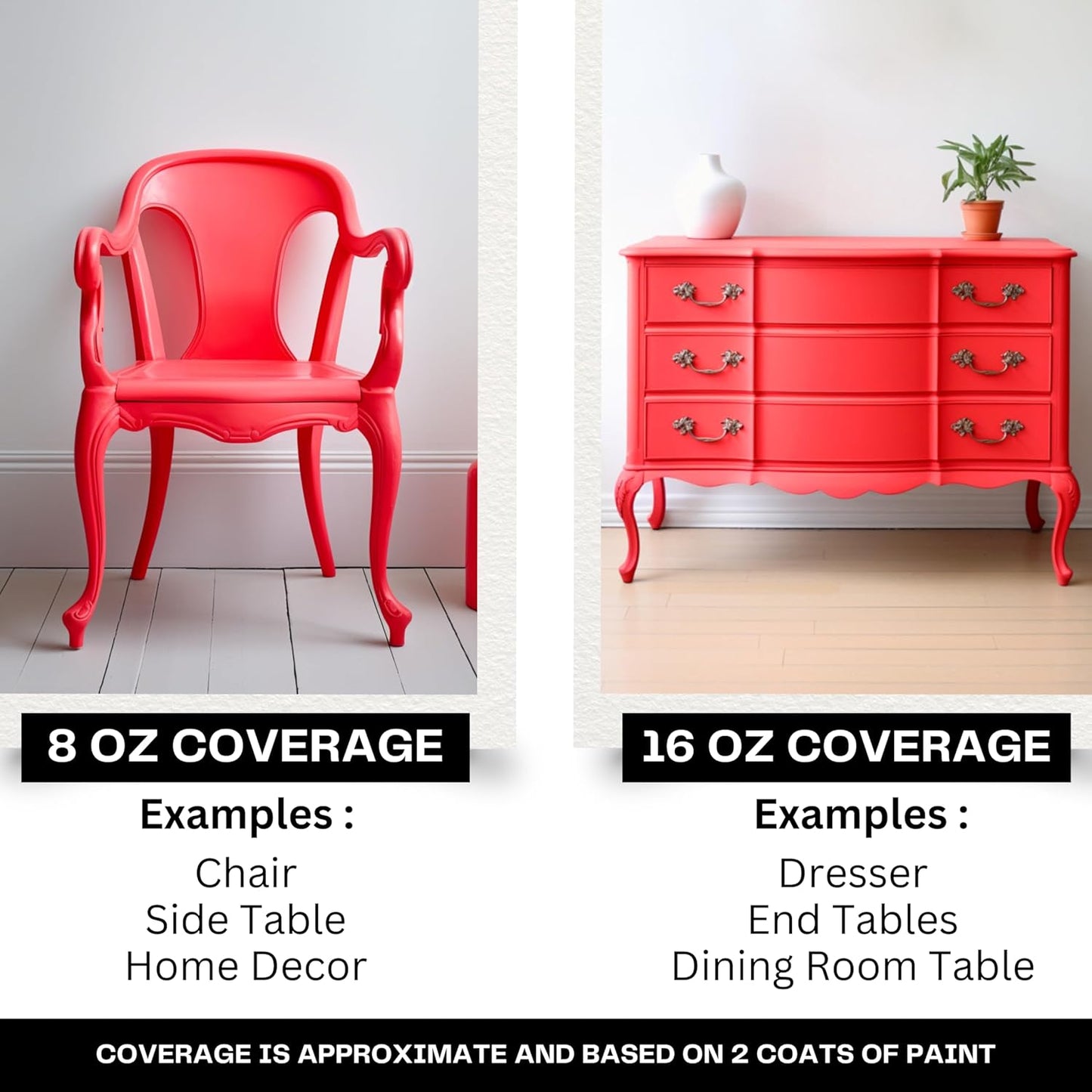 Daydream Apothecary Premium Chalk Style Paint for Furniture, Home Décor, Wood, DIY Interior Projects, Quick Dry, No Prep or Prime Needed, Matte Neon Red - 16oz